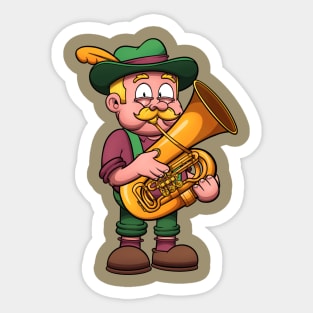 Bavarian Man Playing The Tuba Sticker